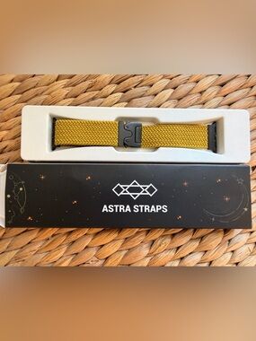 Astra Straps Woven Watch Band in Mustard Yellow/Green